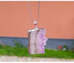 Ametyst kámen králů přívěsek na řetízku z chirurgické oceli, náhrdelník