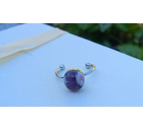 Ametyst elegantní prstýnek chirurgická ocel