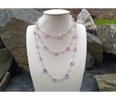 Ametyst a křišťál náhrdelník na pozlacené chirurgické oceli