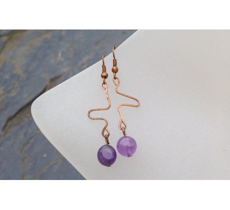 Ametyst tepané minerálové náušnice
