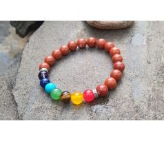 Čakrový minerálový pružný náramek s jaspisem a 7 minerály