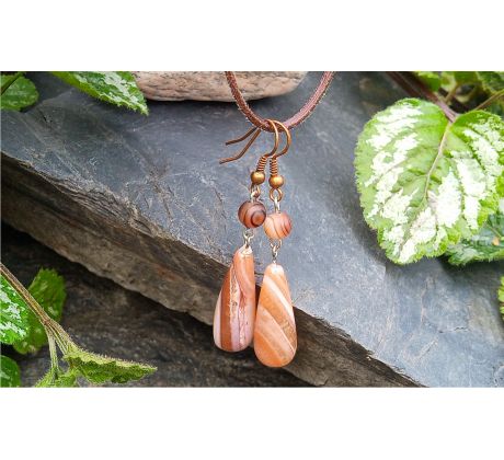 Ebenový achát minerálové energické náušnice