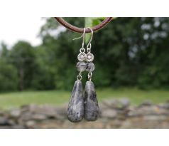 Šedý achát náušnice na chirurgické oceli