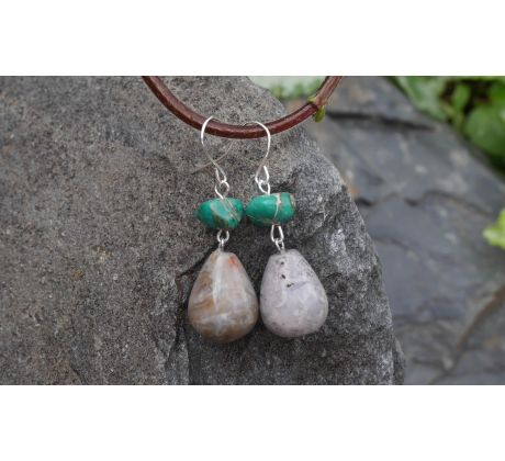 Achát a variscit minerálové náušnice na chirurgické oceli