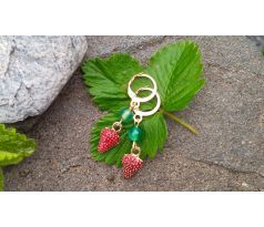 Jahůdkové náušnice s achátem, pozlaceno