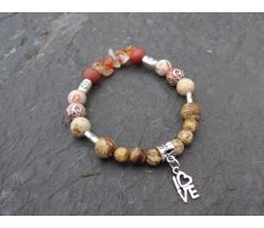 Achát a jaspis pružný náramek