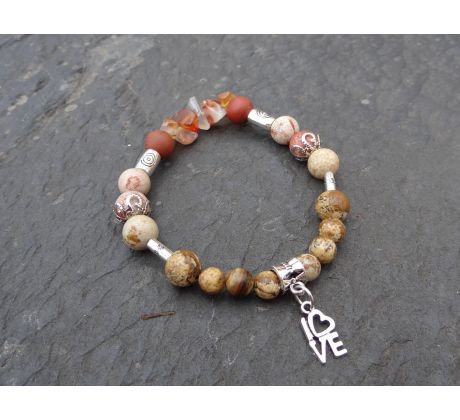 Achát a jaspis pružný náramek