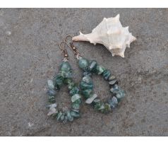 Mechový achát energické náušnice