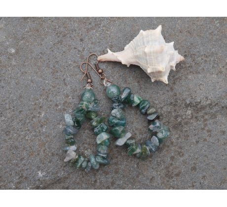 Mechový achát energické náušnice