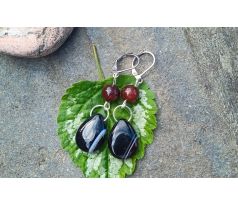 Černohnědý achát náušnice na chirurgické oceli