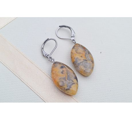 Český achát náušnice na chirurgické oceli