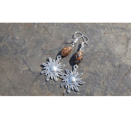 Mystické náušnice s tibetským dzí achátem