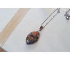 Achát přívěsek na řetízku z chirurgické oceli, minerálový náhrdelník