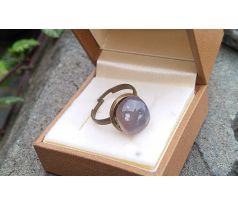 Šedý achát starozlatý prstýnek univerzální velikost