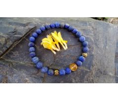 Sodalit a achát pružný minerálový náramek