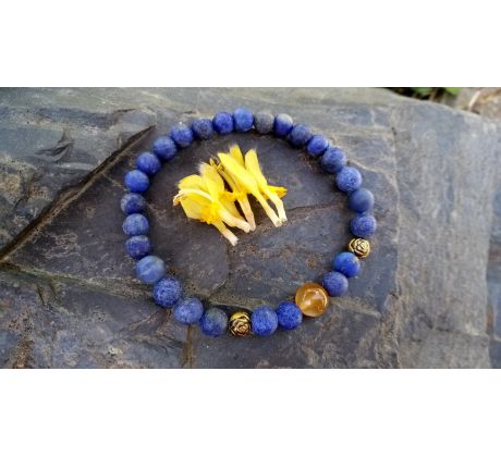 Sodalit a achát pružný minerálový náramek