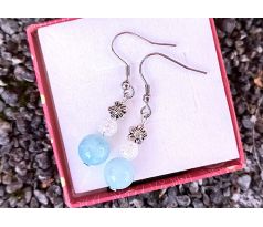 Akvamarín a křišťál náušnice na chirurgické oceli