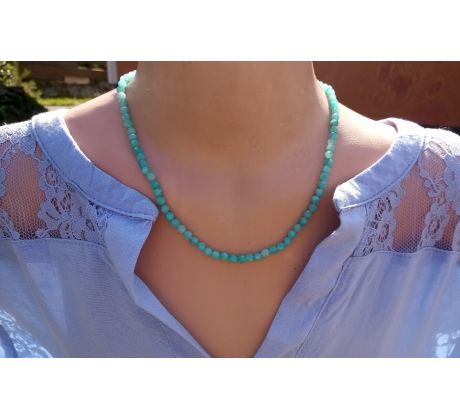 Broušený amazonit kámen intuice náhrdelník