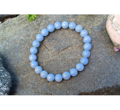 Angelit 8 mm v top kvalitě minerálový pružný náramek