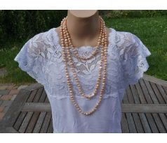 Růžové říční perly 180 cm dlouhý variabilní perlový náhrdelník