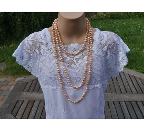 Růžové říční perly 180 cm dlouhý variabilní perlový náhrdelník