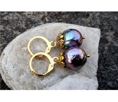 Tahitské perly 13 mm na pozlacené chirurgické oceli, perlové náušnice