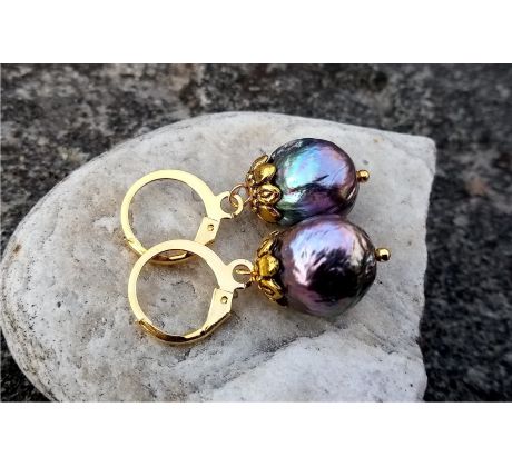 Tahitské perly 13 mm na pozlacené chirurgické oceli, perlové náušnice