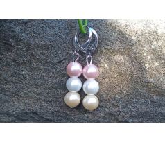 Perlové náušnice tříbarevné shell perly, postříbřené