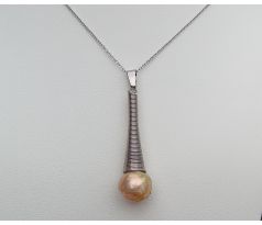 Vzácná zlatá australská perla 11 mm na řetízku z chirurgické oceli