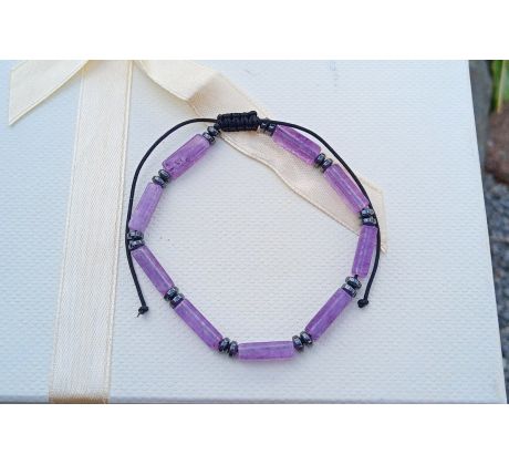 Ametyst a hematit náramek s posuvným shamballa zapínáním