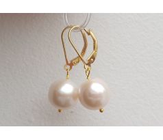 Vzácné australské mořské perly 10 mm pozlacené perlové náušnice