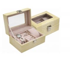 Praktická šperkovnice s okýnkem z eko kůže