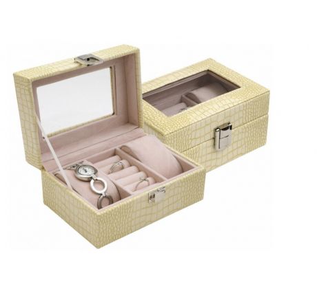 Praktická šperkovnice s okýnkem z eko kůže