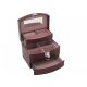 Praktická velká bordó třípatrová šperkovnice z eko kůže