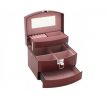 Praktická velká hnědá třípatrová šperkovnice z eko kůže, kufřík