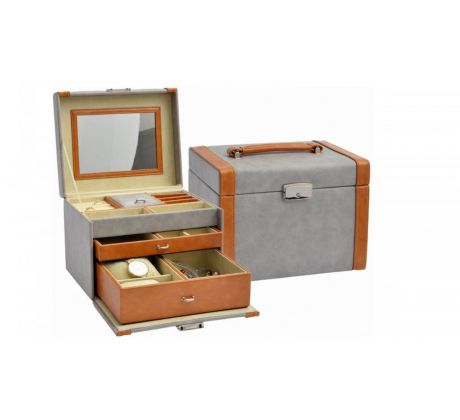 Luxusní designová třípatrová šperkovnice prostorná eko kůže, akce!