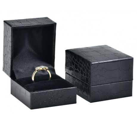 Dárková krabička na šperky prsten, náušnice z eko kůže černá