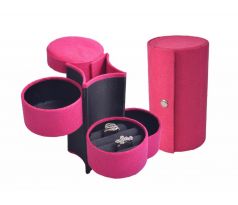 Sametová růžová designová třípatrová cestovní šperkovnice akce