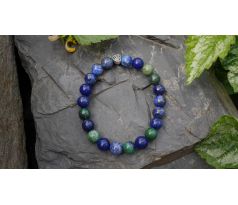 Azuromalachit energický pružný náramek s tibetským srdíčkem