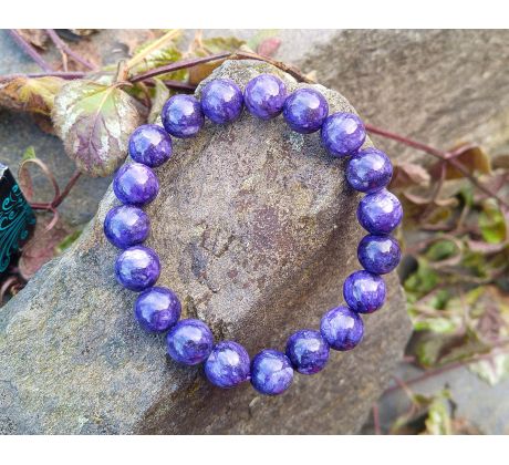 Čaroit v TOP kvalitě 10 mm minerálový pružný náramek, unisex