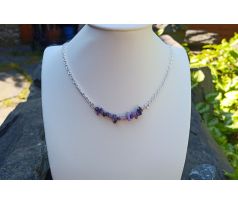 Čaroit v nerez řetízku elegantní minerálový náhrdelník
