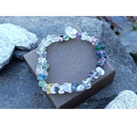 Fluorit valounky pružný náramek