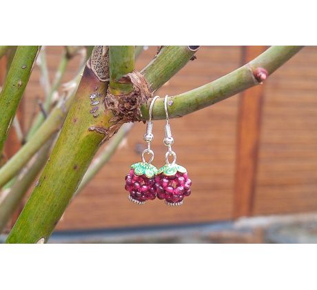 Červený granát náušnice "maliny II." minerálový šperk