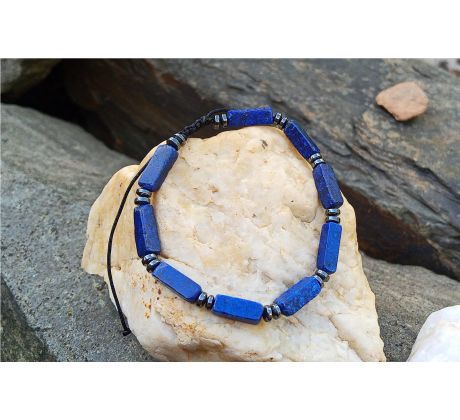 Lapis lazuli a hematit minerálový náramek s posuvným shamballa zapínáním