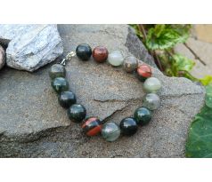 Heliotrop - krevel 12 mm elegantní minerálový náramek, zapínání chirurgická ocel