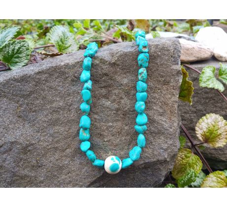 Tromlovaný tyrkys energický minerálový náhrdelník