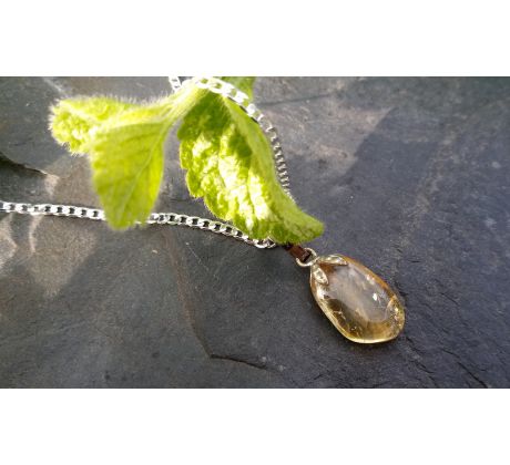 Jantar přívěsek na ocelovém řetízku, přírodní náhrdelník