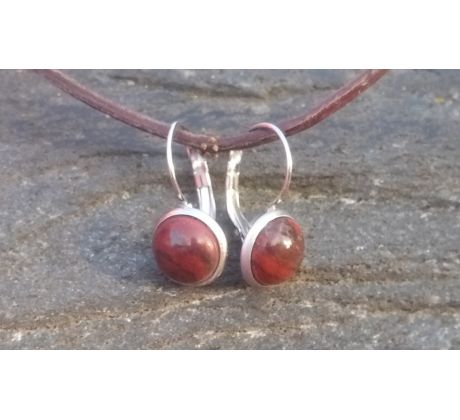 Jaspis kámen štěstí náušnice na chirurgické oceli