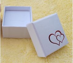 Dárková papírová krabička se srdíčky na prsten, náušnice