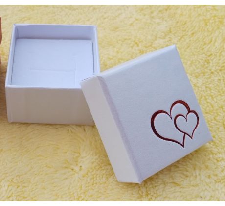 Dárková papírová krabička se srdíčky na prsten, náušnice